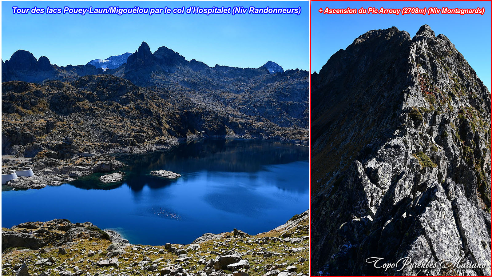 Randonnée Pic Arrouy (2708m) en boucle par les lacs de Pouey-Laun (2360m) et lac de Migouélou (2278m)