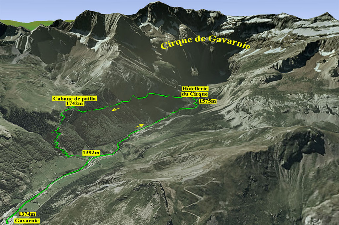 carte randonnée Cirque de Gavarnie cascade